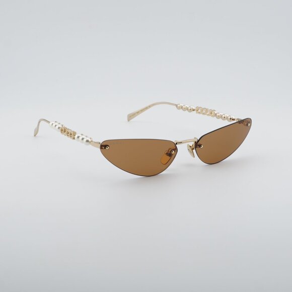 Gucci GG1920S 003 Sunglasses Shiny Endura Gold with Pearl Cat Eye Frame main image 8